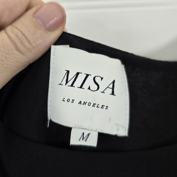 Misa Los Angeles Elisa Cold Shoulder Long Sleeve Pom Pom Top Medium Black - Picture 9 of 12